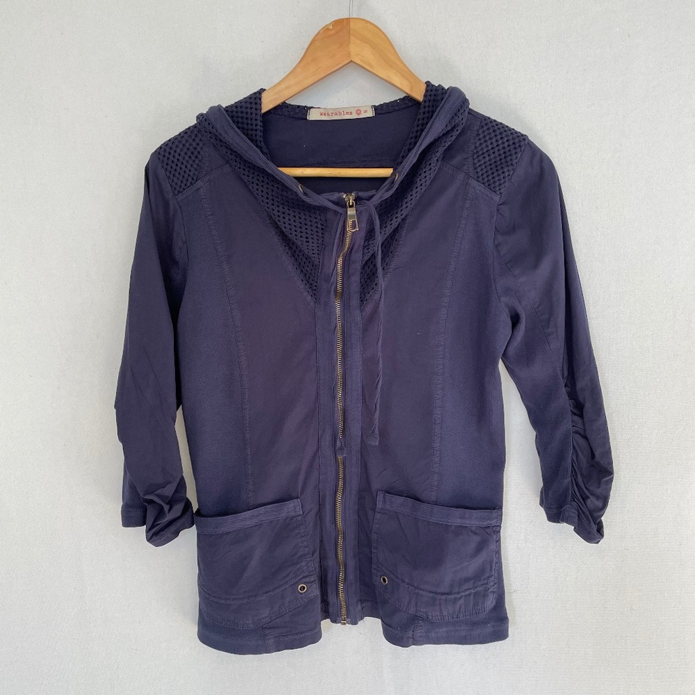 XCVI WEARABLES Women’s Small Blue Poplin Utility Full Zip Jacket